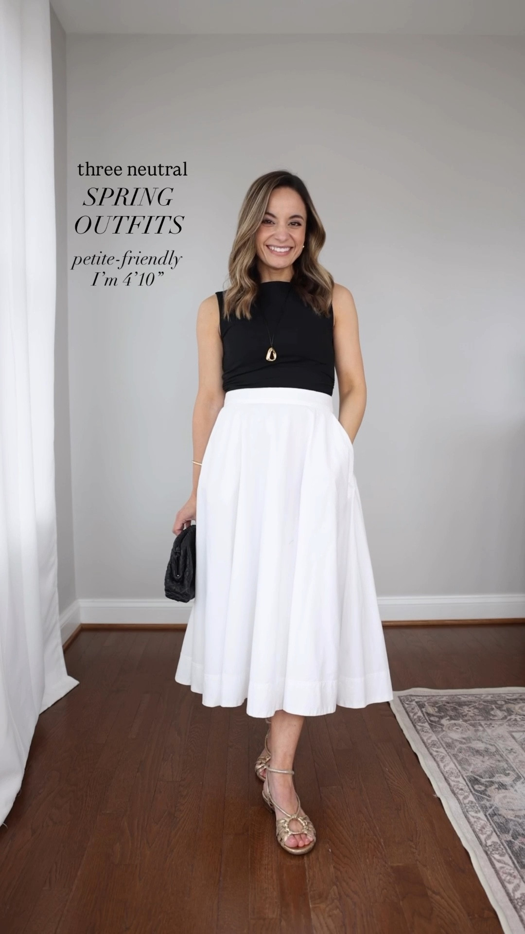 Three neutral black and white outfits for spring and summer! 

Skirt (Ann Taylor): Petite 00 | runs large at the waist | fully lined | zipper closure 
Black Tank Top (Nordstrom): XXS
White Dress (BR Factory): Petite XXS | true to size 
Black Shorts (Artizia): XS
Polka Dot Top (Nordstrom): XS
Shoes are true to size 

My sizing for reference: I'm 4'10" and weigh 105lbs. My measurements are 32", 24", 36". I have a 25" ankle inseam and typically wear petite xxs/00/24. 

 

#LTKPetite