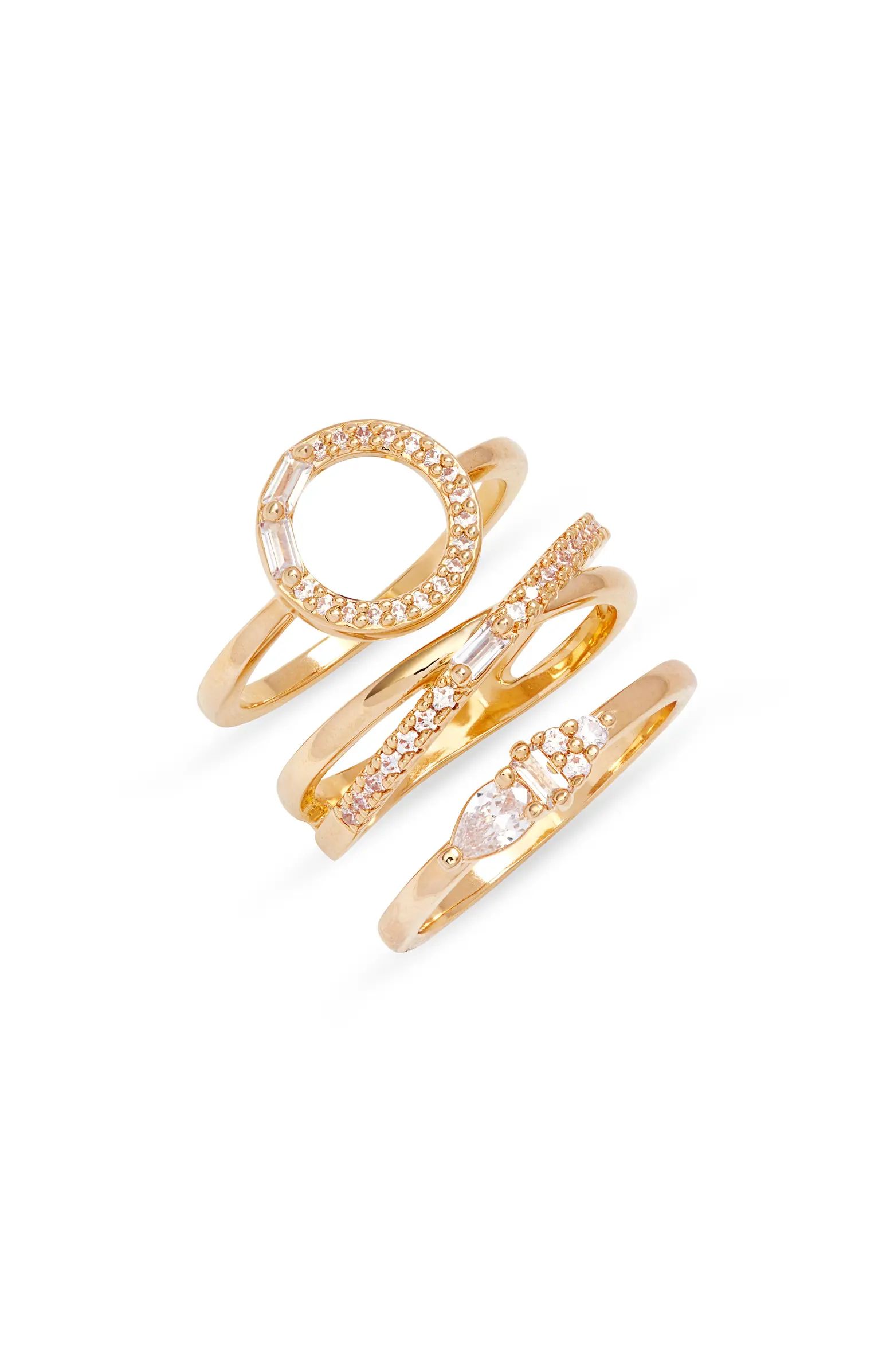 Set of 3 Open Cubic Zirconia Rings | Nordstrom