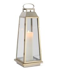 27in Led Metal Glass Lantern With Remote | Marshalls