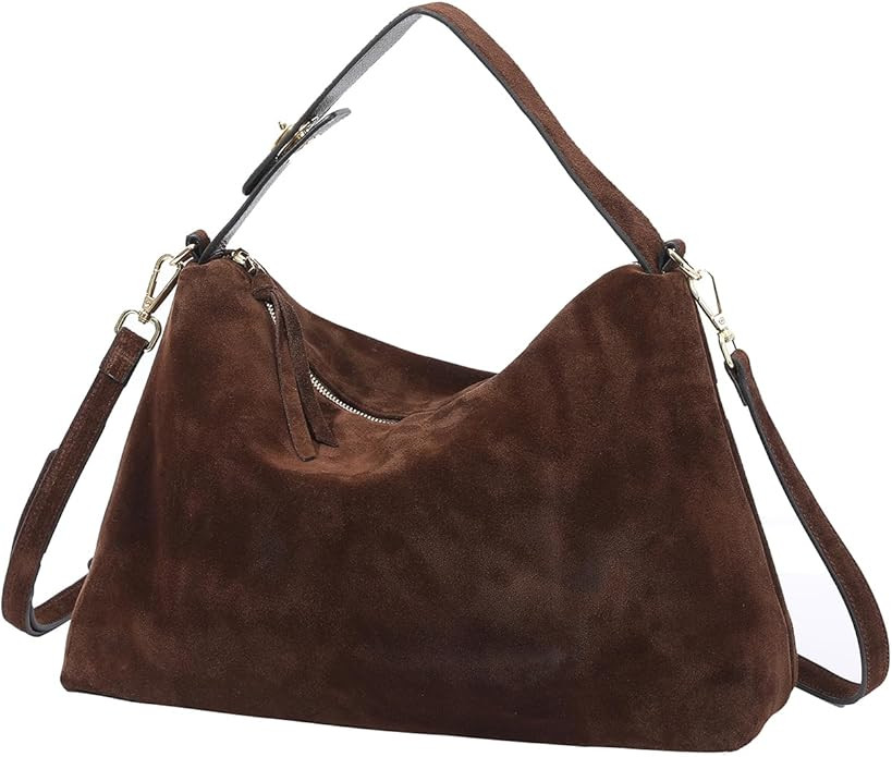 Genuine Suede Leather Hobo Bags for Women Tote Handbags Suede Crossbody Purses and Slouchy Should... | Amazon (US)
