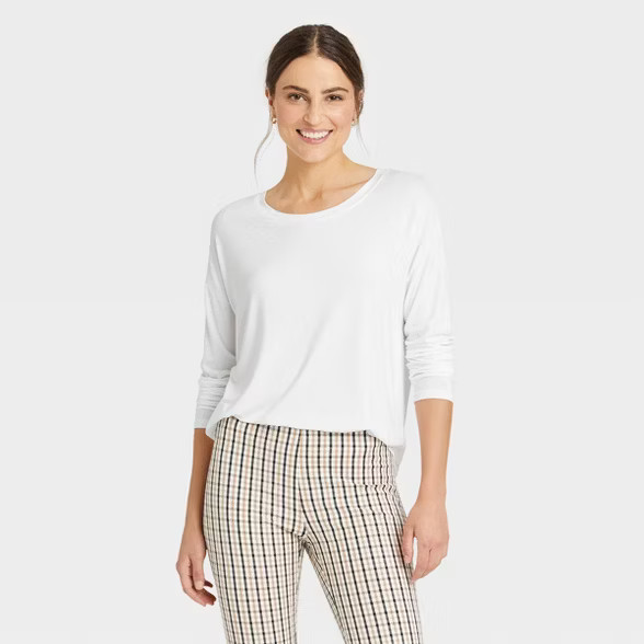 Women's Long Sleeve Rayon Span T-Shirt - A New Day™ | Target