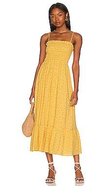 Line & Dot Hailee Flora Midi Dress in Yellow Multi from Revolve.com | Revolve Clothing (Global)