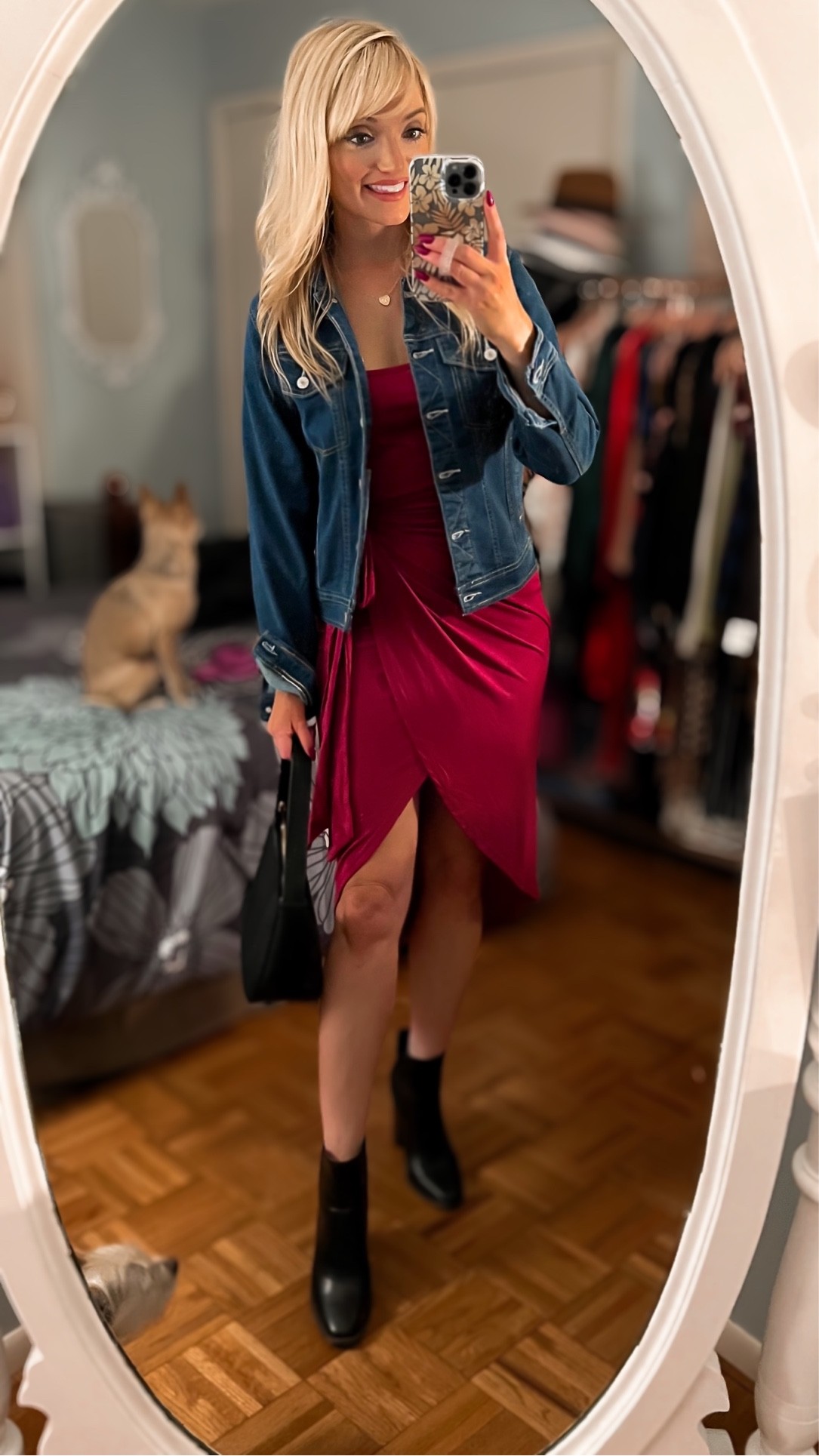 Asymmetrical tank wrap dress by Shein under $30 - I styled it for fall with a denim jacket and black block heel ankle boots - $17 trendy black handbag - fall styling - fall outfit ideas - Amazon Fashion - Amazon Finds 

#LTKSeasonal #LTKstyletip #LTKunder50