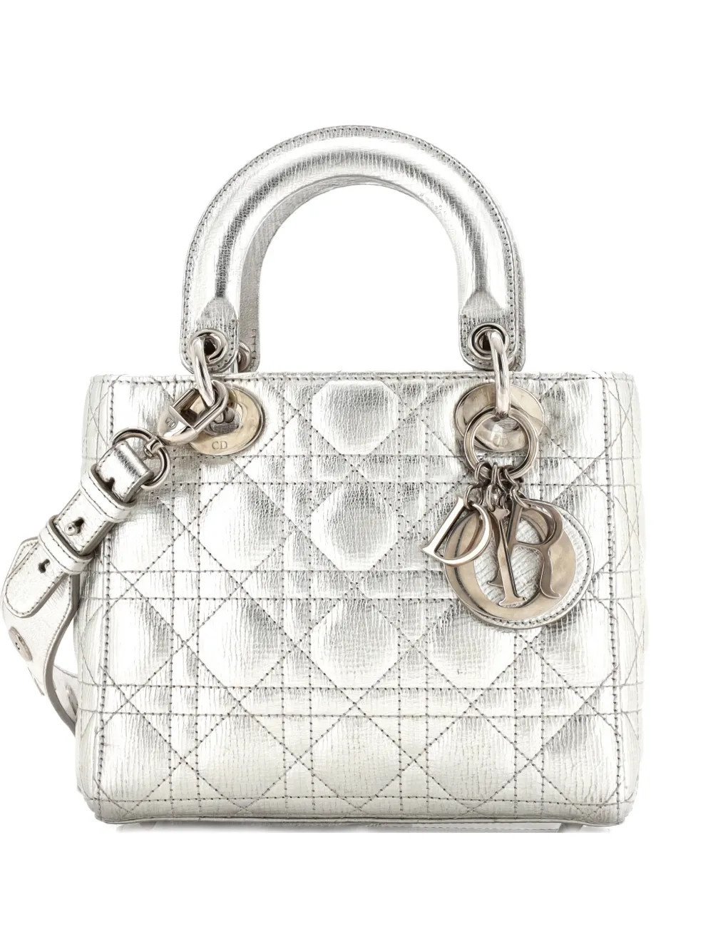 Christian Dior Pre-Owned My Lady Dior Bag Cannage Quilted Leather satchel - Silver | Farfetch Global