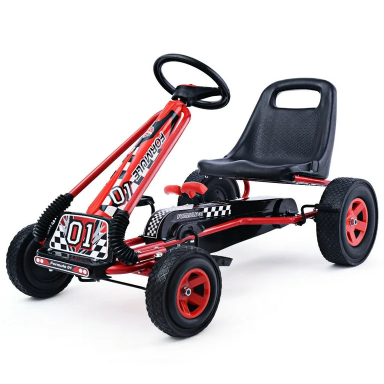 Costway 4 Wheels Kids Ride On Pedal Powered Bike Go Kart Racer Car Outdoor Play Toy Red | Walmart (US)