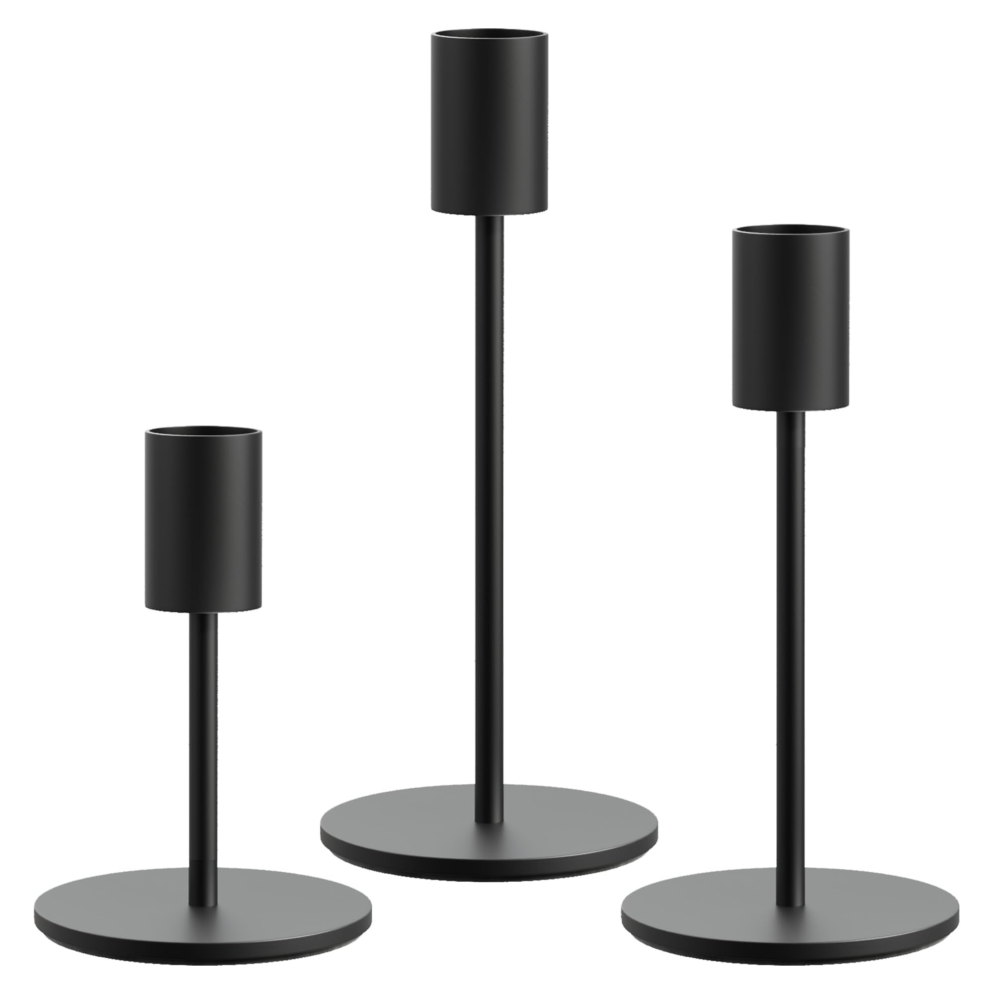 FSyueyun Black Candle Holder Taper Candle Holders, Set of 3 Candle Stick Holders Decor for Mantel... | Amazon (US)