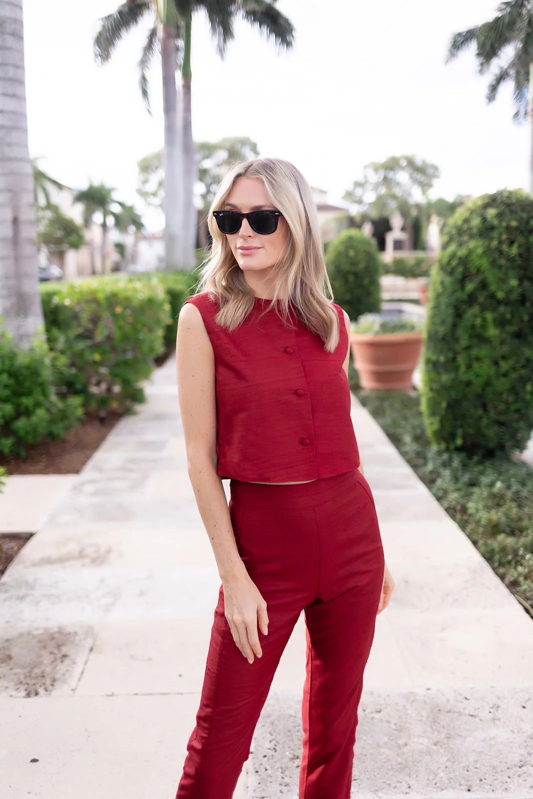 Blair Top Dupioni- Crimson | Julia Amory