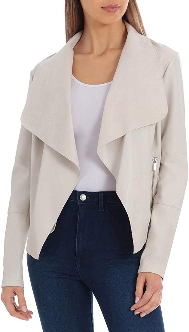 Bagatelle Women's Draped Faux Leather Cropped Jacket | Amazon (US)