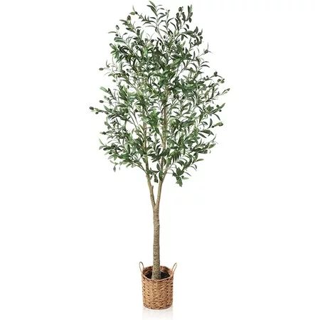 MWM Artificial Olive Tree 6ft Tall Fake Plant Faux Olive Tree Topiary Silk Trees with Handmade Woven | Walmart (US)