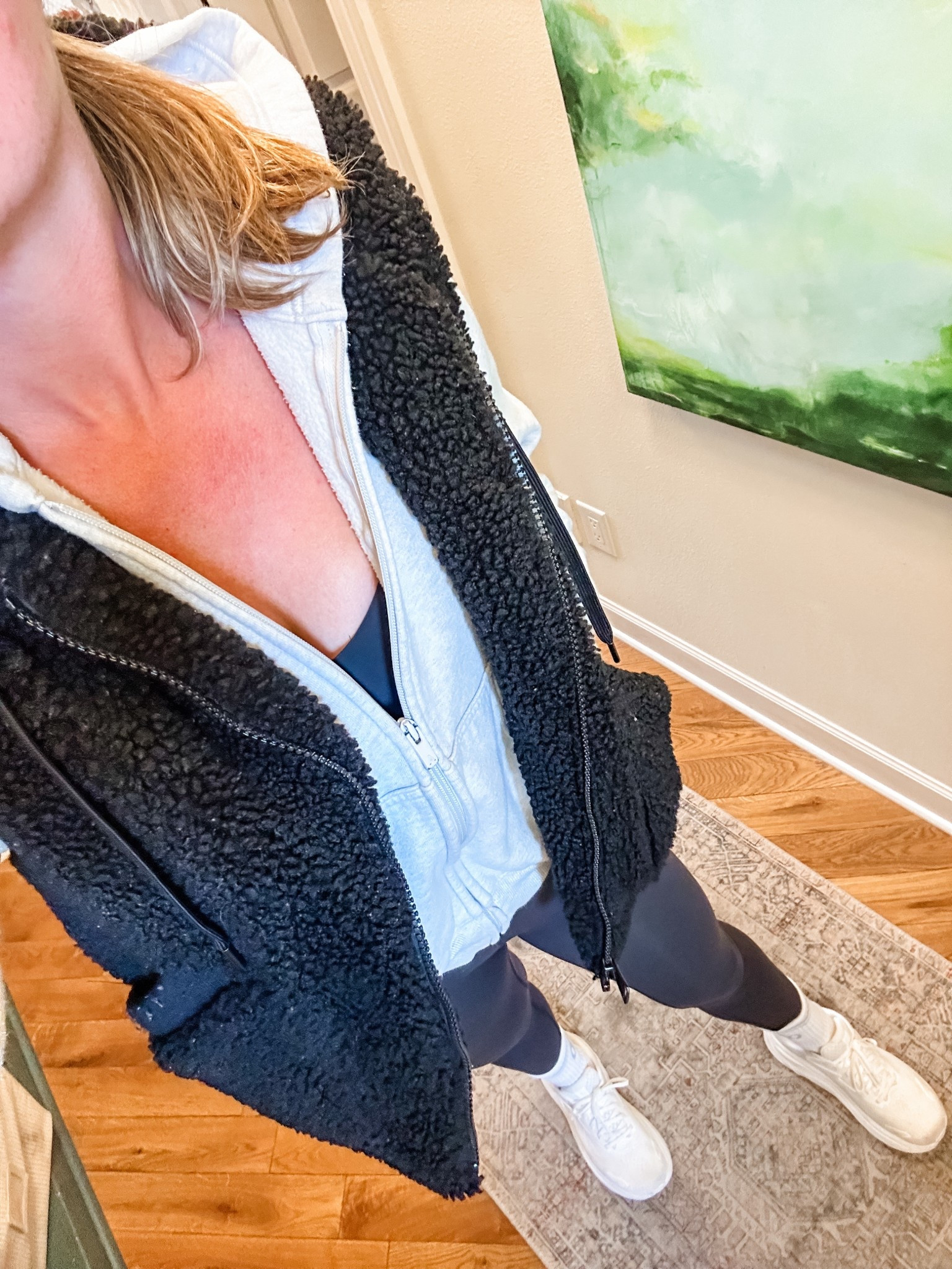 Another day, same Sherpa vest 🙃 linked similar because they are the ultimate layer!! (Moms who live in the car know what I mean). Outfit for a morning walk and running around my house all morning tidying. It never ends! 

#LTKStyleTip #LTKFindsUnder100 #LTKActive