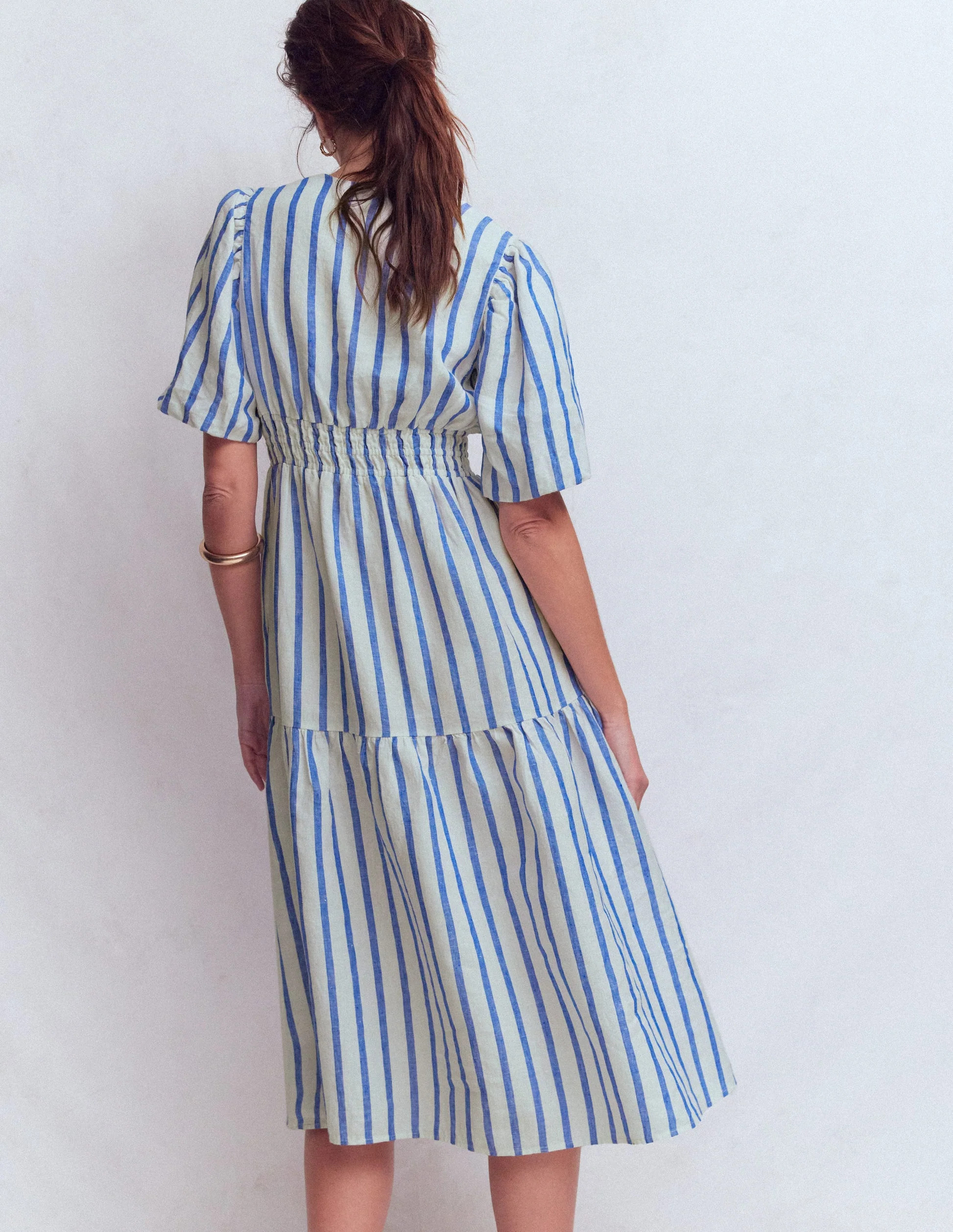 Irene Linen Midi Dress-Blue Stripe | Boden (US)