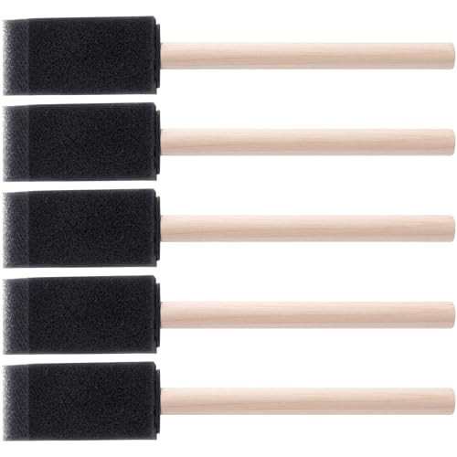 HINZIC 5 Pcs 1" Foam Paint Brushes, Wood Handle Sponge Brushes for Painting, Staining, Varnishes DIY Craft Projects Electronic Cleaning | Amazon (US)