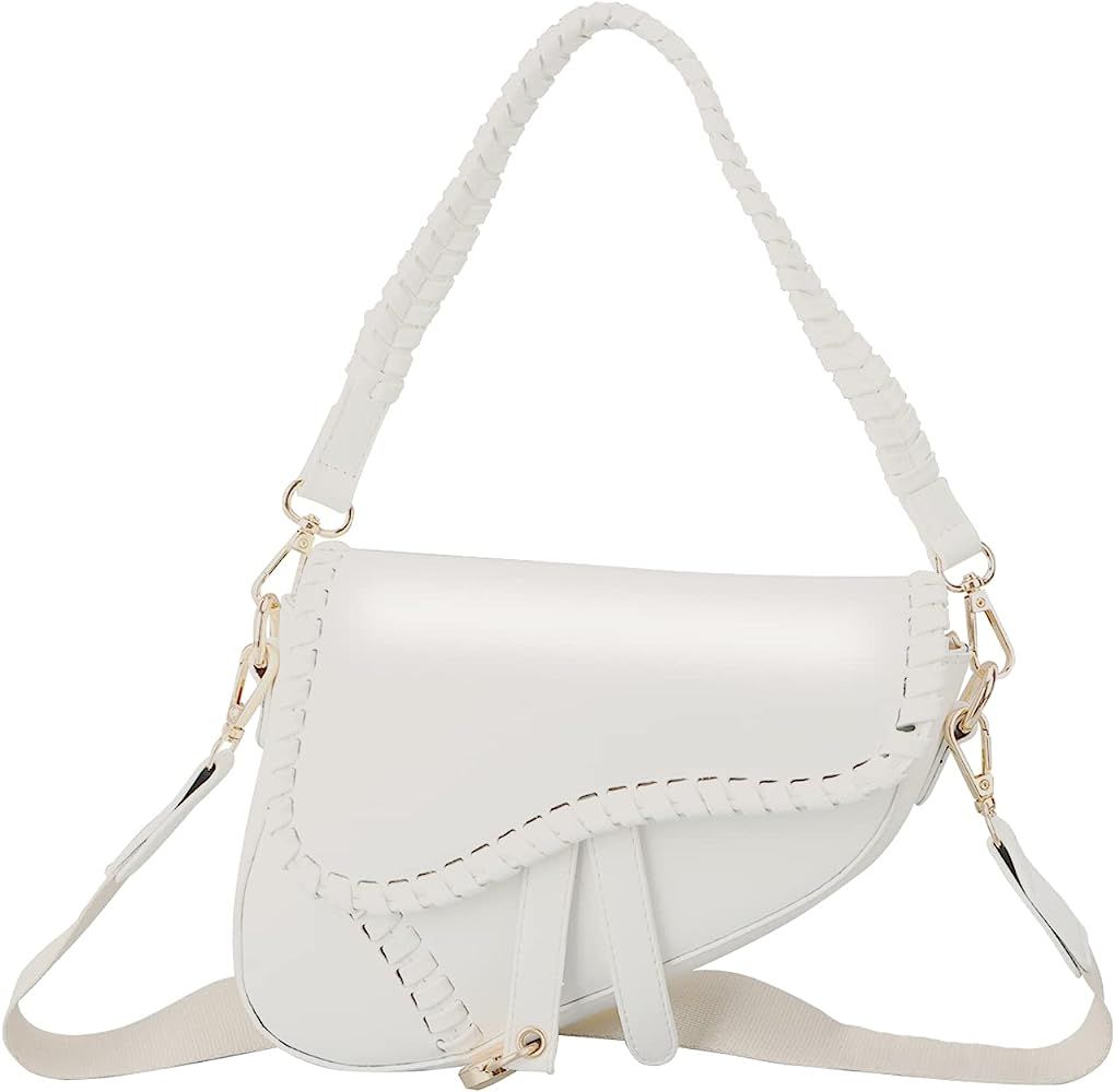 Ynport Saddle Bags Purse for Women Trendy Leather Shoulder Bag Knit Underarm Crossbody Bag Vintag... | Amazon (US)