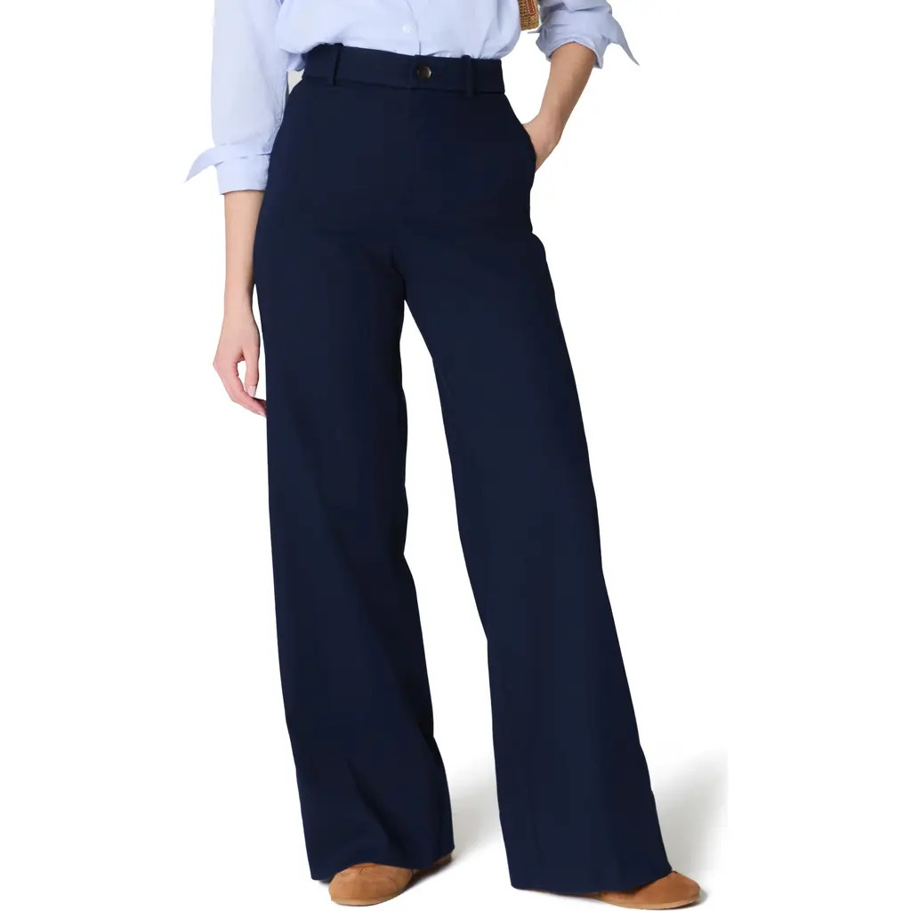 SPANX® SPANXsupersmooth™ Stretch Twill Wide Leg Pant in Timeless Navy at Nordstrom, Size Large | Nordstrom