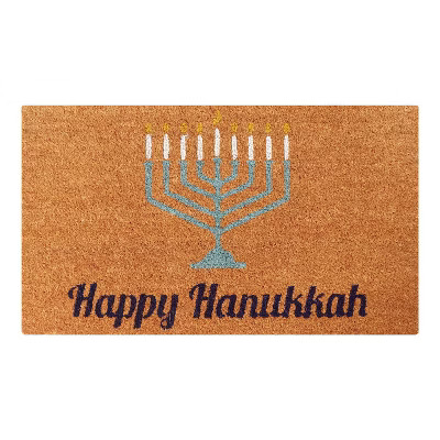 A1HC Natural Coir Doormat, 18" x 30", Heavy-Duty, Non-Slip PVC Backing Entrance Mat, Hanukkah Blu... | Target