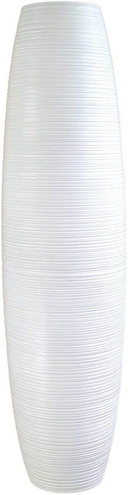 Leewadee Large 26″ Tall Floor Vase, White - Handcrafted Mango Wood for Pampas & Dried Stems | Amazon (US)
