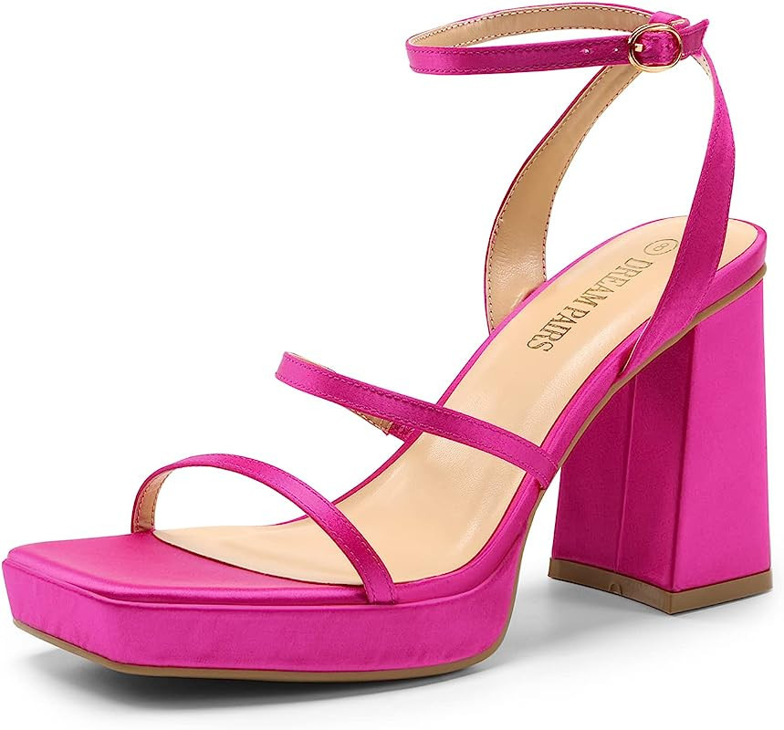 DREAM PAIRS Women's Platform Strappy Heels Open Toe Ankle Strap Square Party Sandals Y2K Dress Sh... | Amazon (US)