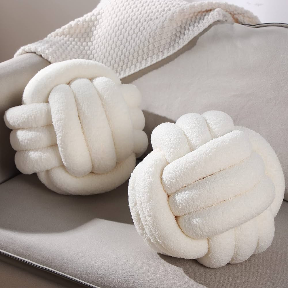 2 Pcs Knot Pillows Ball Round Decorative Pillows Aesthetic Knotted Throw Plush Pillows Cushion fo... | Amazon (US)