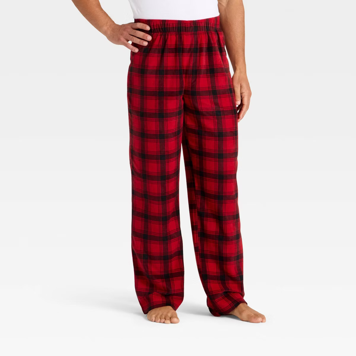 Men's Plaid Microfleece Holiday Matching Family Pajama Pants - Wondershop™ Red/Black | Target