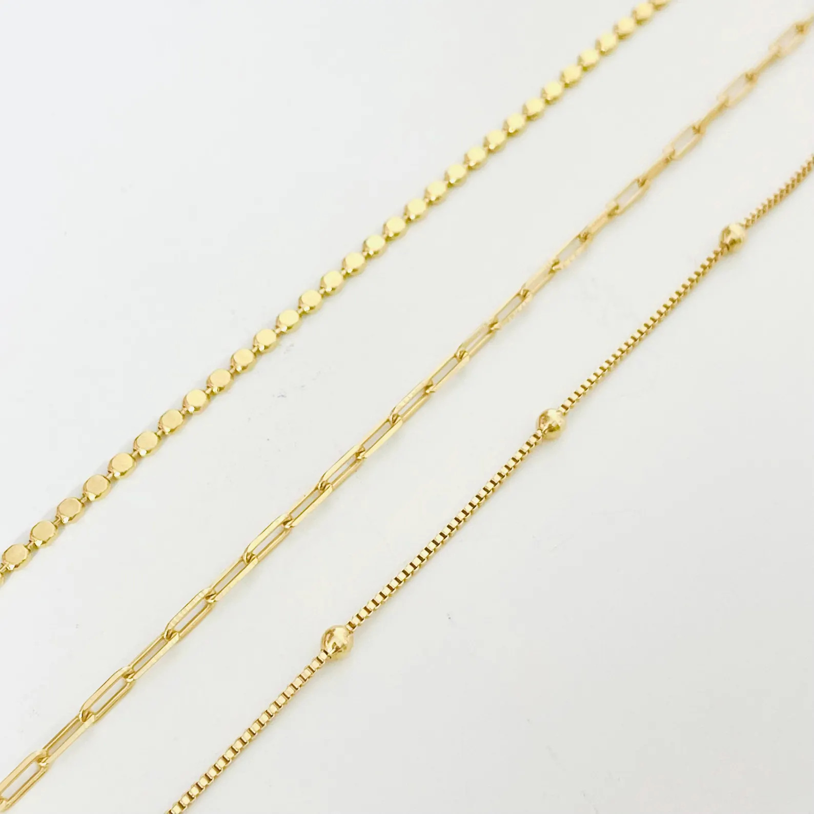 Gold Layering Necklace Set: Dainty Satellite, Paperclip & Dot Chains | Etsy (US)