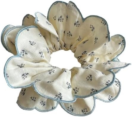 Guojiang Blue Floral Hair Ties, Scrunchies - 1 Count, Unisex, Cloth Blend, Scrunchie | Amazon (US)
