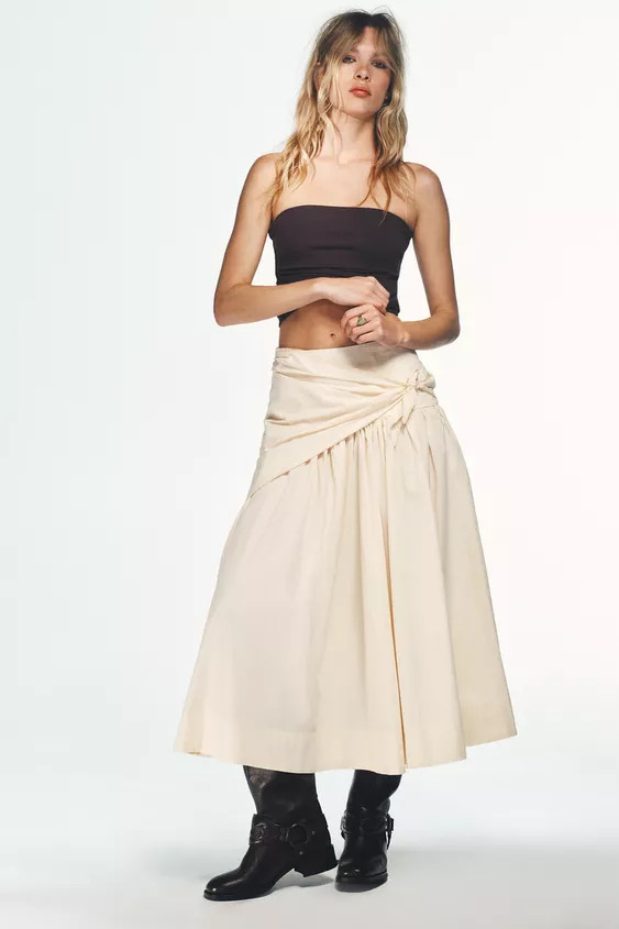 SCARF VOLUME MIDI SKIRT | Zara US
