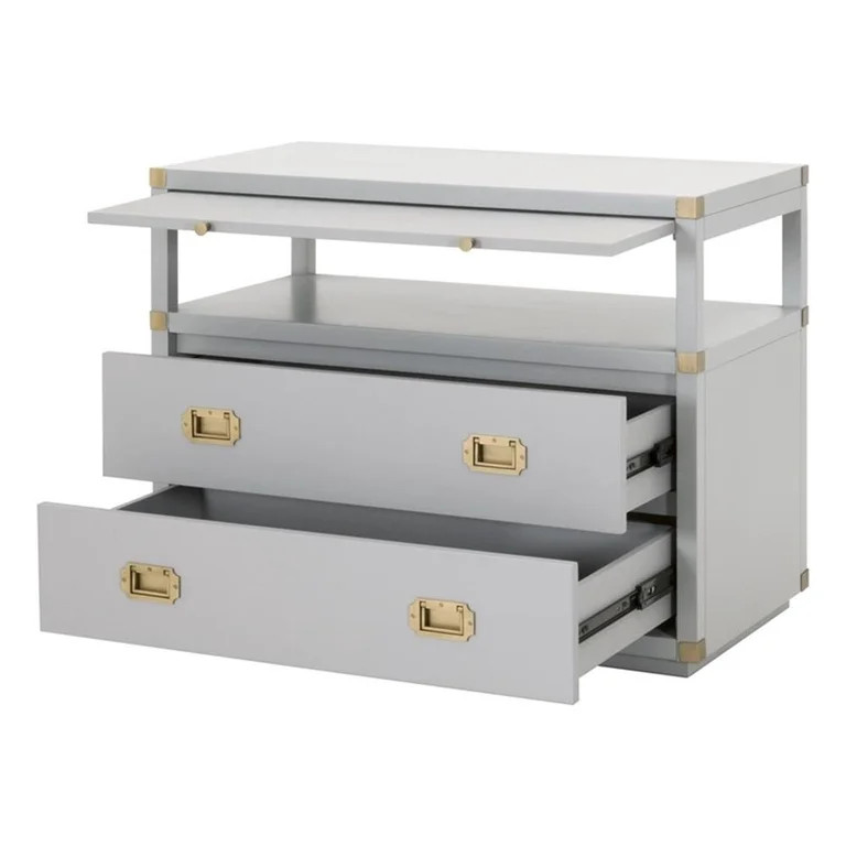 Pemberly Row 2-Drawer Wood Nightstand With Pull-Out Tray in Gray | Walmart (US)