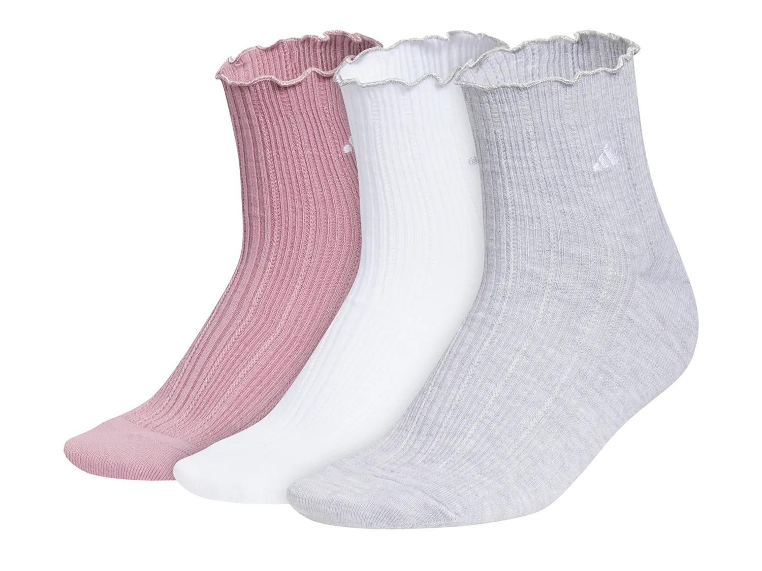 adidas Ruffle Ankle Socks 3 Pack | Women's | Multicolor | Size One Size | Socks | Athletic | DSW