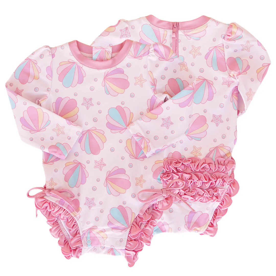 Long Sleeve Rash Guard With Ruffle Bottom | All Prints | Caden Lane