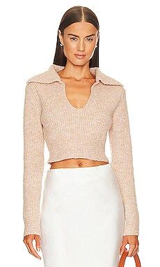 ALL THE WAYS x Marianna Hewitt Carly Deep V Sweater in Blush Nude from Revolve.com | Revolve Clothing (Global)