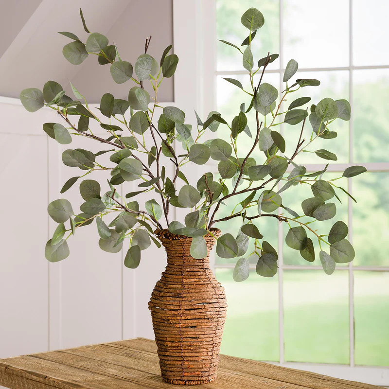 Indoor/Outdoor Battery-Operated Lighted Eucalyptus Branches, Set of 2 | Plow & Hearth