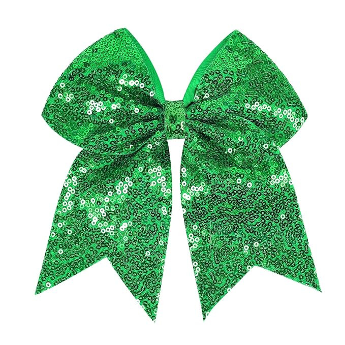 Jumbo Glitter Cheer Bow Clip - 7 Inch Large Cheerleading Sequin Hair Bow with Tails for Girls Tee... | Amazon (US)