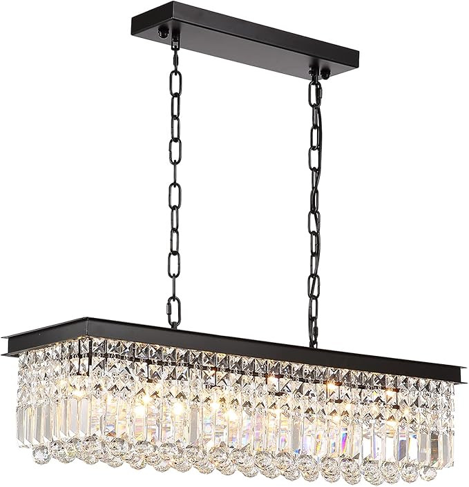Moooni Industrial Rectangle Crystal Chandeliers Over Island Vintage Rectangular Pendant Chandelie... | Amazon (US)