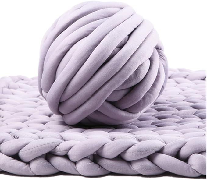 Bulky Yarn,Super Chunky Yarn Washable Roving for Arm Knitting Extreme Knitting (Light Grey) | Amazon (US)