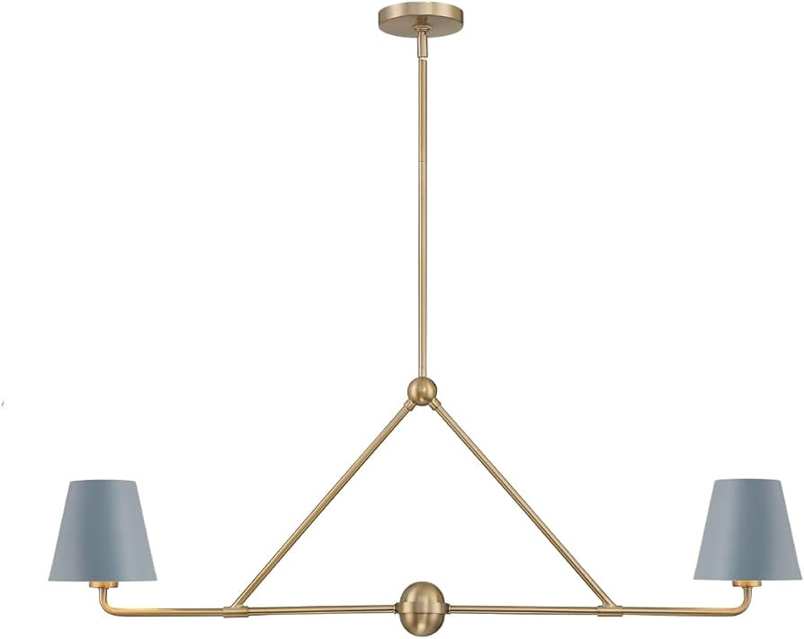 Crystorama Xavier 2 Light Vibrant Gold + Blue Linear Chandelier | Amazon (US)
