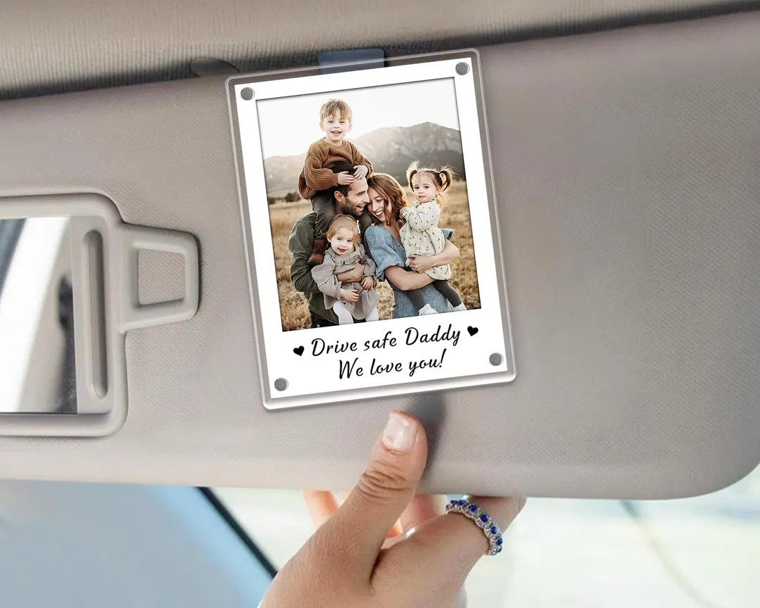 FREE PHOTO Custom Photo Car Visor Clip, Fathers Day Gift for Dad, Dad Gifts From Kids, Personaliz... | Etsy (US)