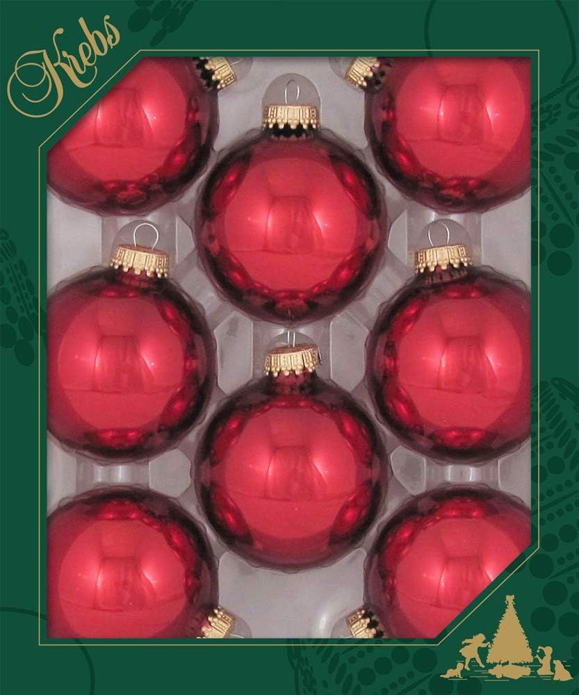 Christmas by Krebs [8 Pack] December Red 2 5/8" (67mm) Christmas Glass Ball Ornaments | Amazon (US)