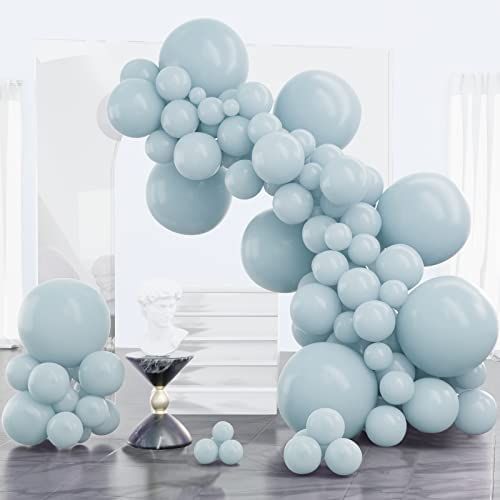 PartyWoo Retro Blue Balloons, 100 pcs Powder Blue Balloons Different Sizes Pack of 18 Inch 12 Inc... | Amazon (US)