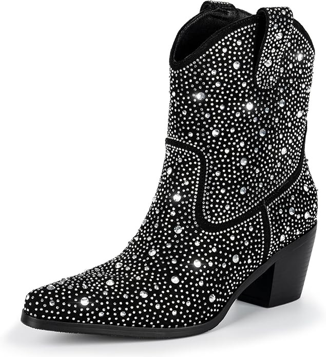 Lumeheel Rhinestone Cowboy Boots for Women - Sparkly Cowgirl Boots Wide Calf Glitter Bling Women'... | Amazon (US)