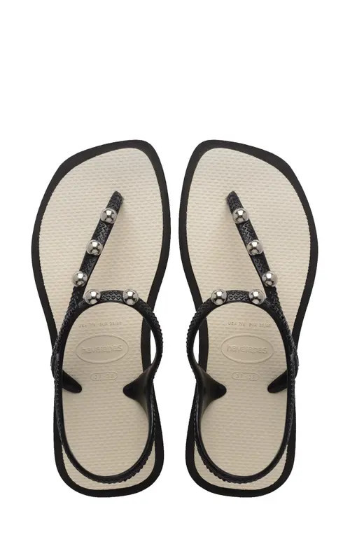 Havaianas Flash Fusion Sandal in Black /Beige Straw at Nordstrom, Size 9 | Nordstrom