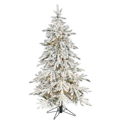 5' Flocked Grand Northern Rocky Fir Artificial Christmas Tree | Nearly Natural
