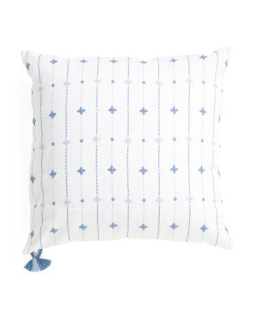 20x20 Linen Embroidered Pillow | TJ Maxx
