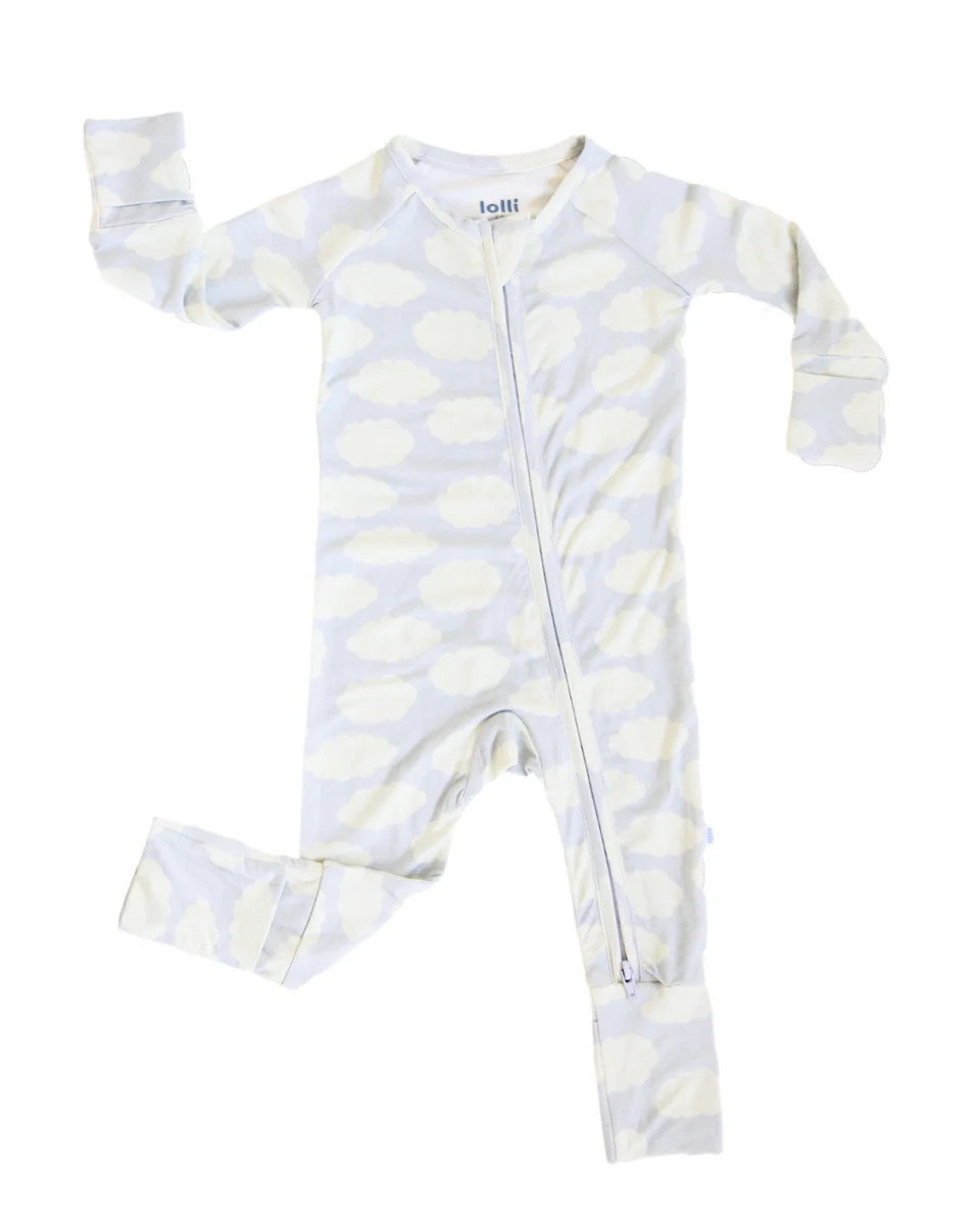 Cloudy Days Zip Romper - Bamboo Pajamas | Lolli Co.