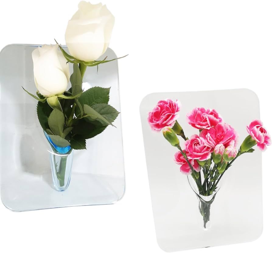 WONIU 2 Pack Acrylic Vases for Flowers, Modern Clear Flower Vase for Centerpieces Desktop Bedroom... | Amazon (US)