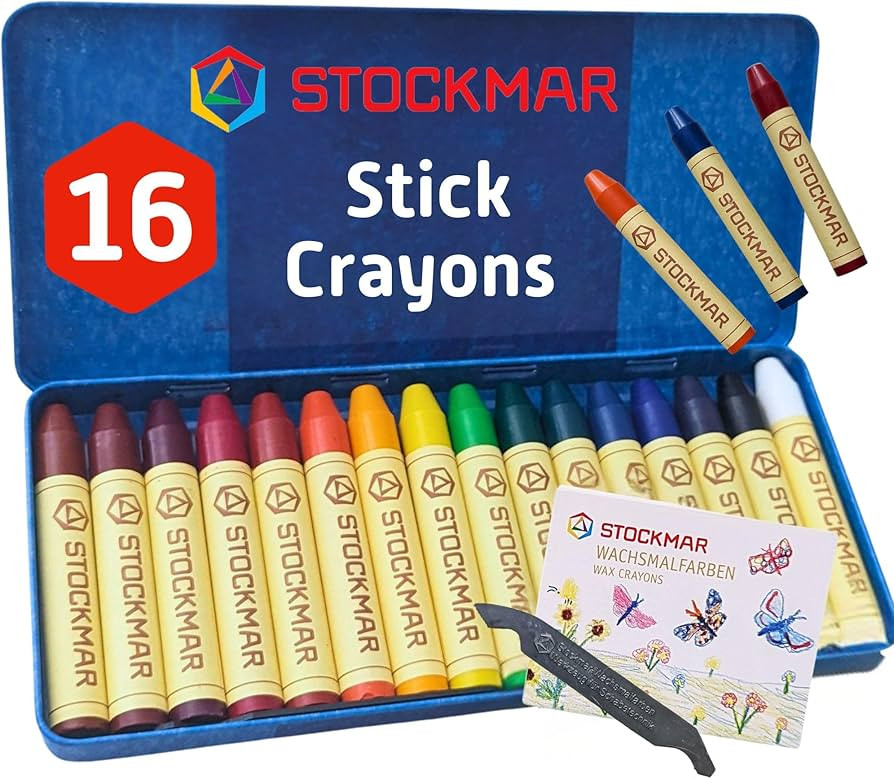 Stockmar Beeswax Stick Crayons, Set of 16 - Non Toxic, Jumbo Crayons, Beeswax Crayons For Toddler... | Amazon (US)