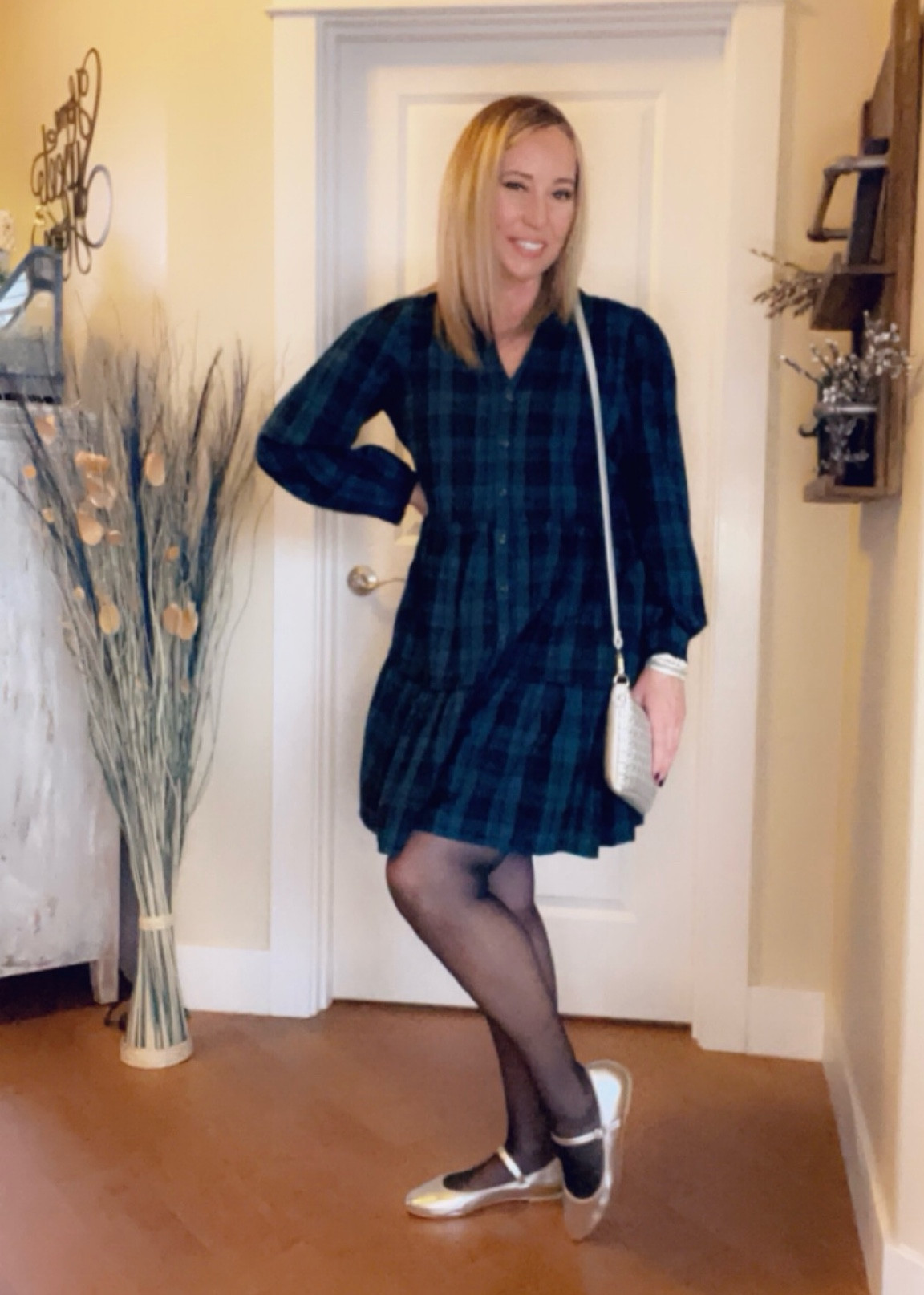 Styling silver flats to elevate your winter outfits 
Wear with a plaid flannel mini dress for a playful, polished, and feminine vibe. 

Silver Mary Jane ballet flats 
Winter dress
Winter outfit
Walmart dress 
Plaid flannel 

#LTKover40 #LTKshoecrush #LTKstyletip