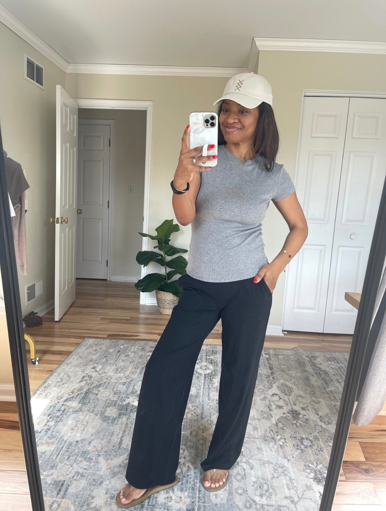 Casual WFH OOTD. 
I’m Wearing a size small 5.4 TO 5.7 in the CRZ Yoga pants 

#ltkootd #ltkover40 #ltkgrwm
