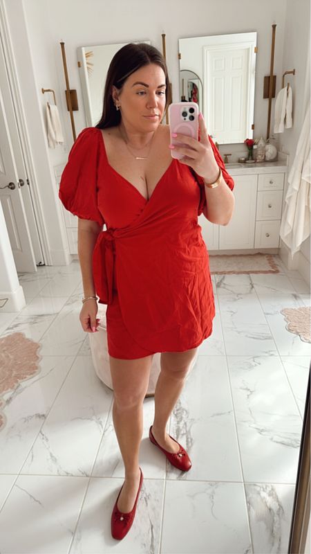 curvy all red look for spring! wearing size large in mini wrap dress  

#LTKfindsunder100 #LTKSpringSale #LTKmidsize