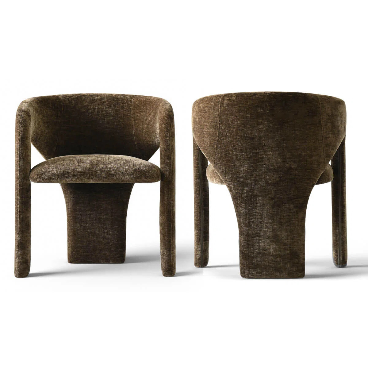 Set of 2 Modern Upholstered Dining Chairs With Curved Back And Unique Base | Wayfair North America