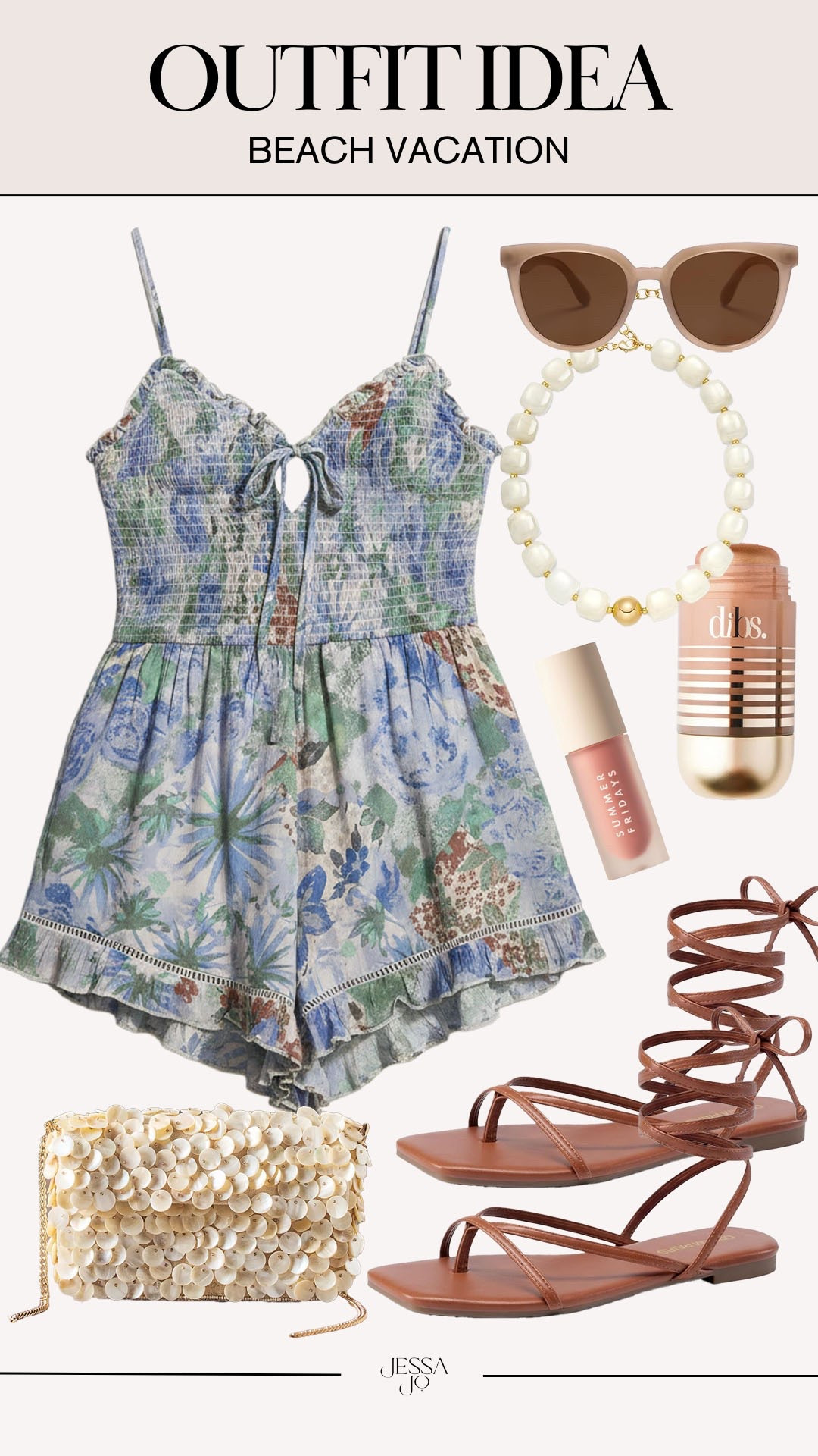 Summer style. Summer outfit idea. Free people romper. Beach vacation outfit. Dinner on a beach trip style. Amazon lace up sandals. Pearlescent beaded handbag. Trendy summer style.

#LTKootd #LTKSeasonal #LTKgrwm